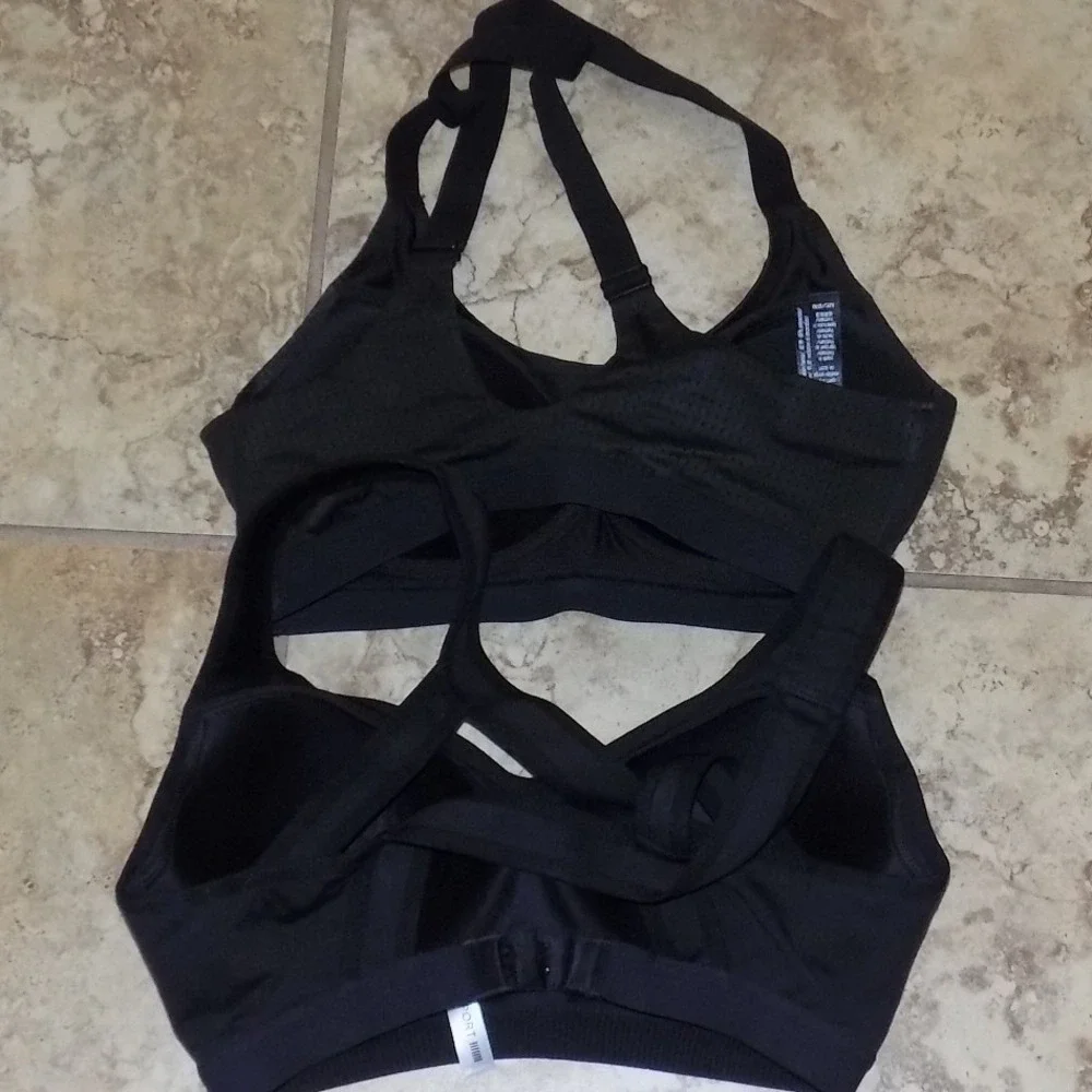 Victoria Secret VSX Sport‎ Bra Bundle Women 32C Black Excellent Mesh Crossback